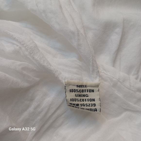 SIM Y SAM Women Size M Elegant White Puff Sleeve Dress100% Cotton Lining - Picture 12 of 13